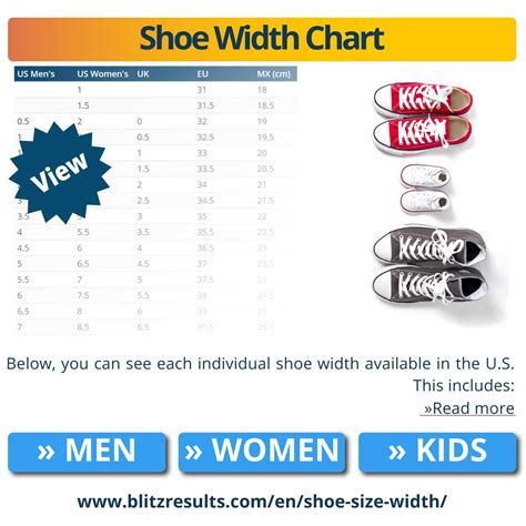 sneaker width chart